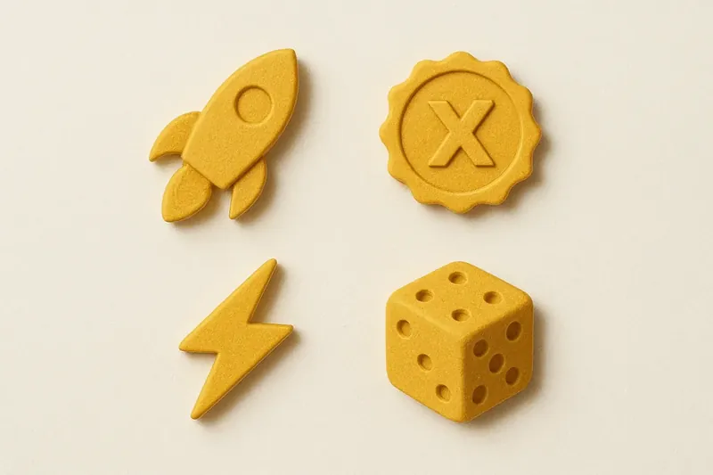 Grid of instant game symbols on cream linen background