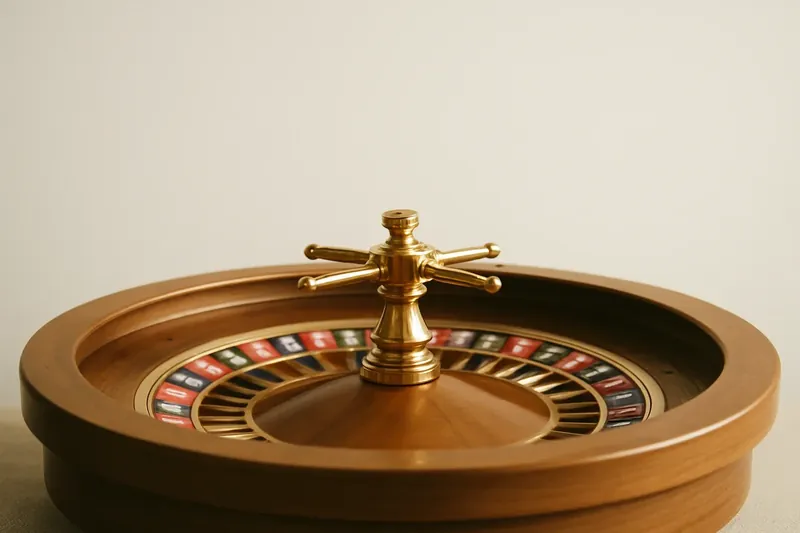 Close-up of live roulette wheel spinning in elegant casino lighting