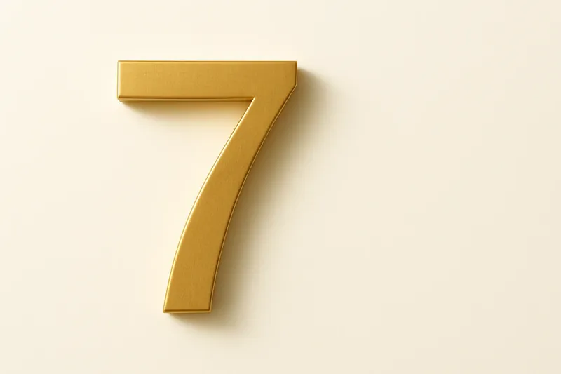 Single large golden seven symbol on cream background with soft shadow